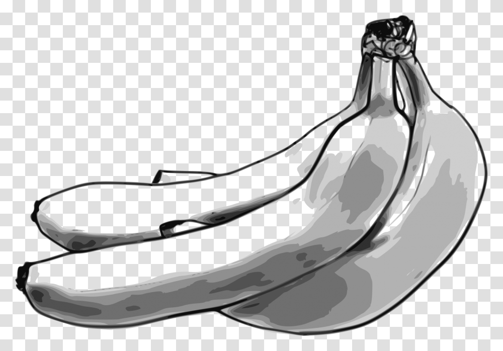 Monochrome Photographyjawdrawing Drawing Banana Black And White, Animal, Sea Life, Mammal, Cutlery Transparent Png