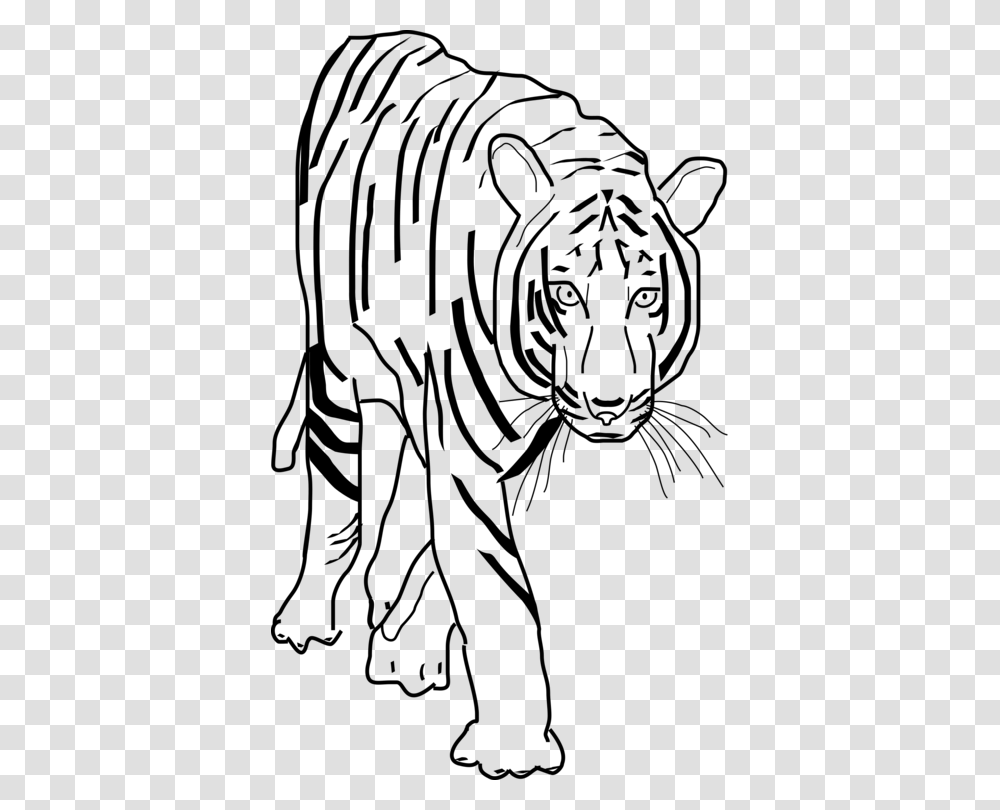 Monochrome Tiger Black N White Clipart, Nature, Outdoors, Astronomy, Outer Space Transparent Png