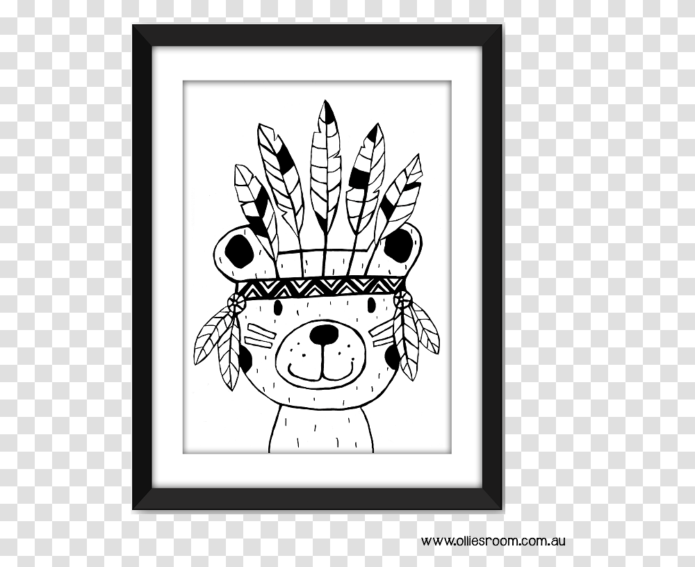 Monochrome Wild Things Art Work Handdrawn Bear Poster Print Poster, Doodle, Drawing, Face, Porcelain Transparent Png