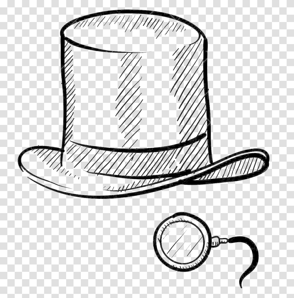 Monocle Sketch Monopoly Man Top Hat, Apparel, Cylinder, Cowboy Hat Transparent Png