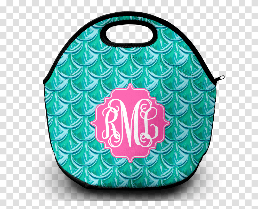 Monogram Lunch Bag Mermaid Scales Blue, Floral Design, Pattern Transparent Png