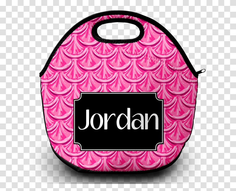 Monogram Lunch Bag Mermaid Scales Pink, Label Transparent Png