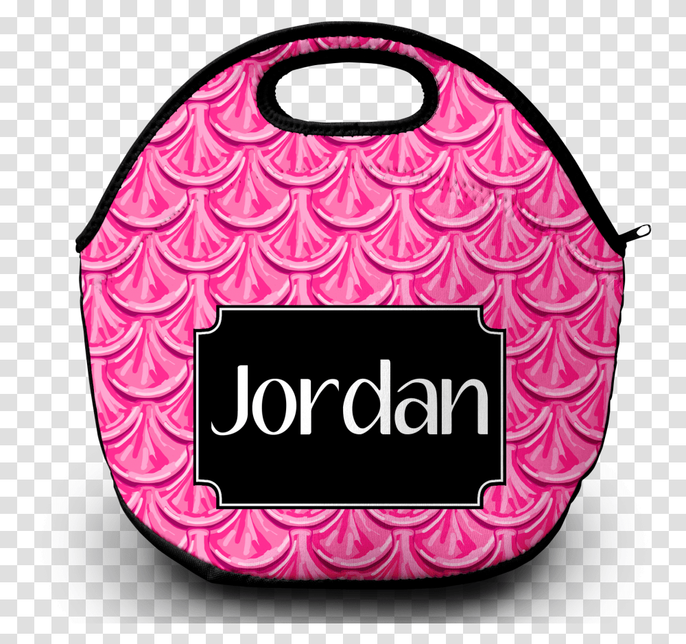 Monogram Lunch Bag Mermaid Scales Pink Tote Bag, Text, Label, Purple, Floral Design Transparent Png