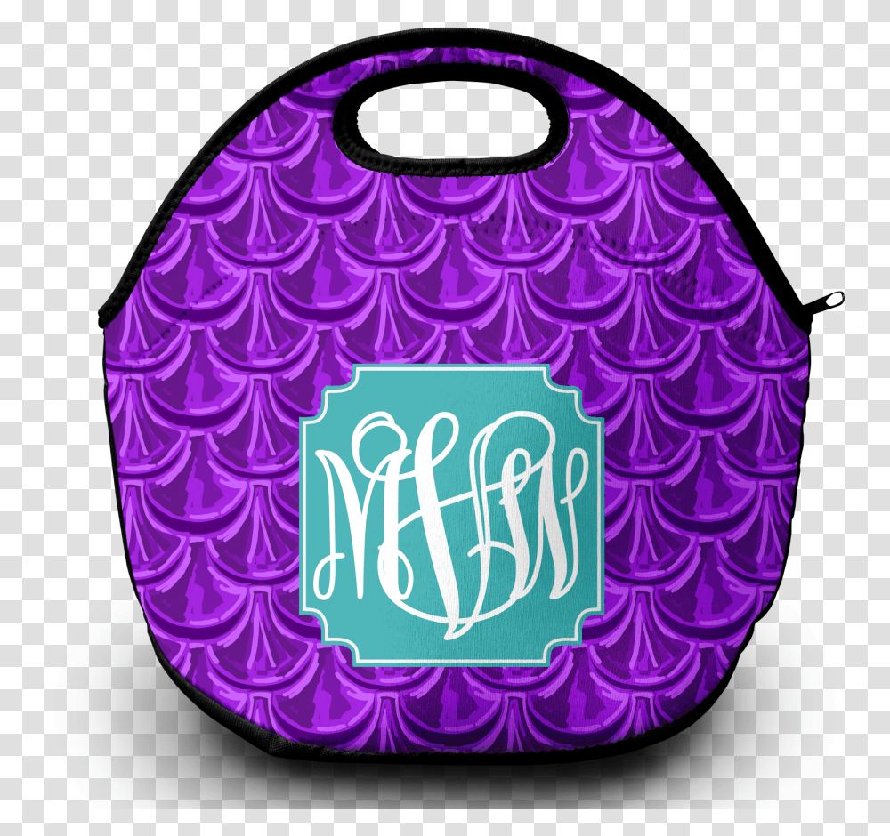 Monogram Lunch Bag Mermaid Scales Purple Circle, Rug, Pattern, Graphics, Art Transparent Png