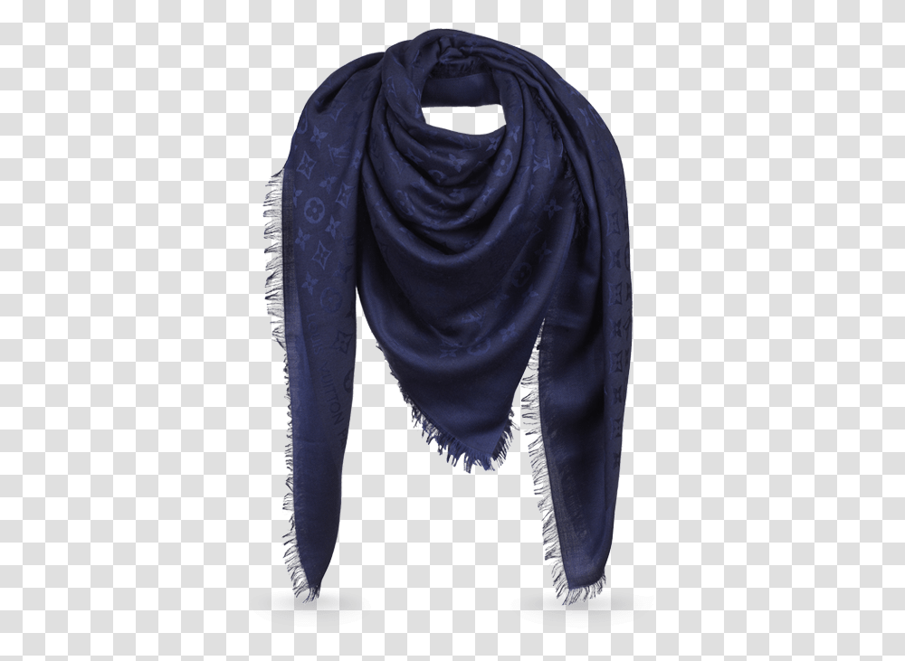 Monogram Shawl Via Louis Vuitton Louis Vuitton Dark Blue Scarf, Apparel, Stole, Cape Transparent Png