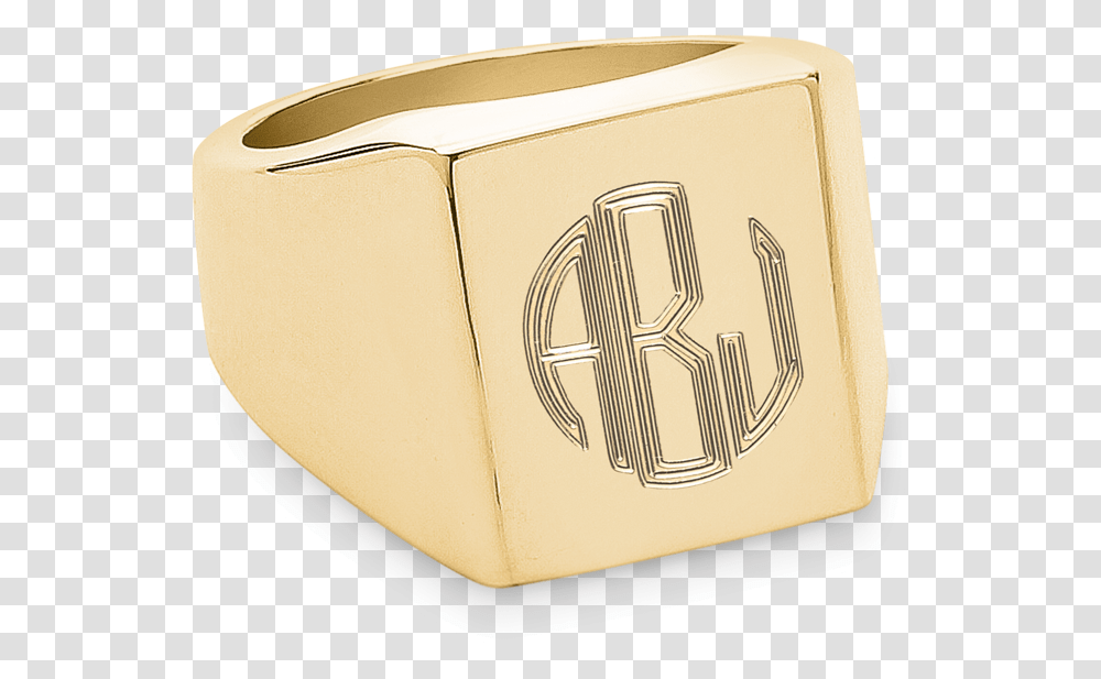 Monogram Square Signet Ring Gold Phyllis RosieClass Ring, Box, Cuff Transparent Png