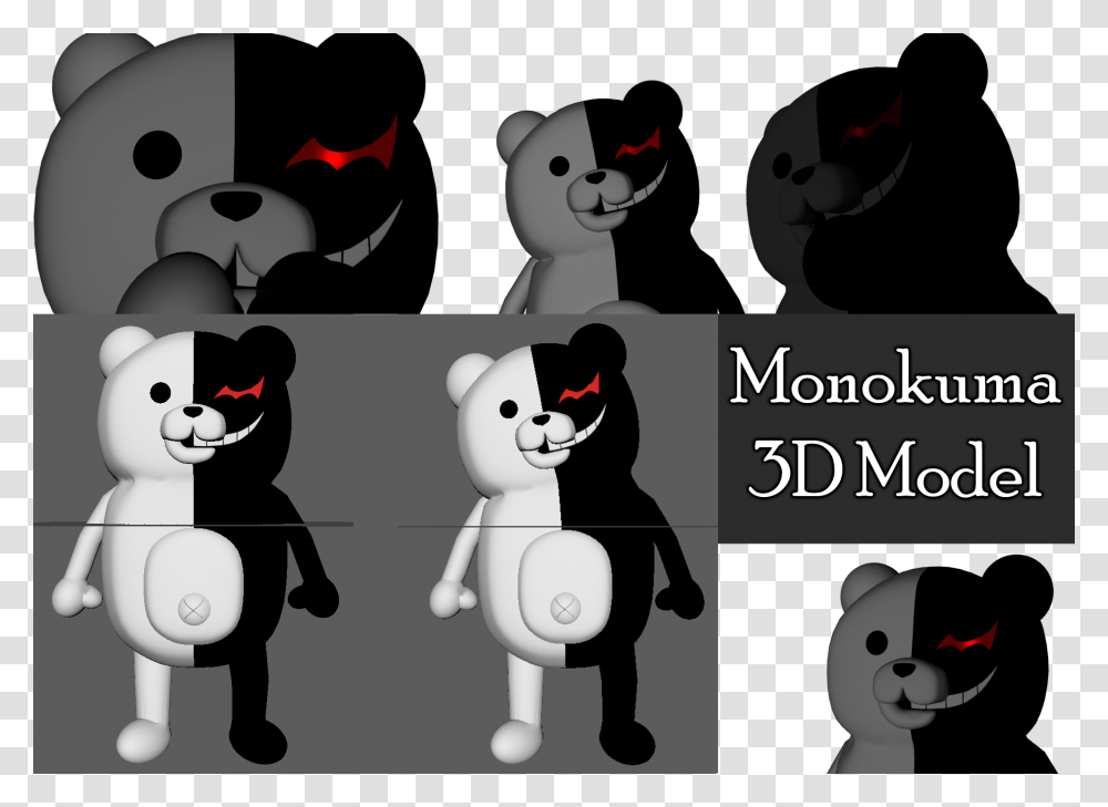 Monokuma 3d, Giant Panda, Stencil, Poster Transparent Png