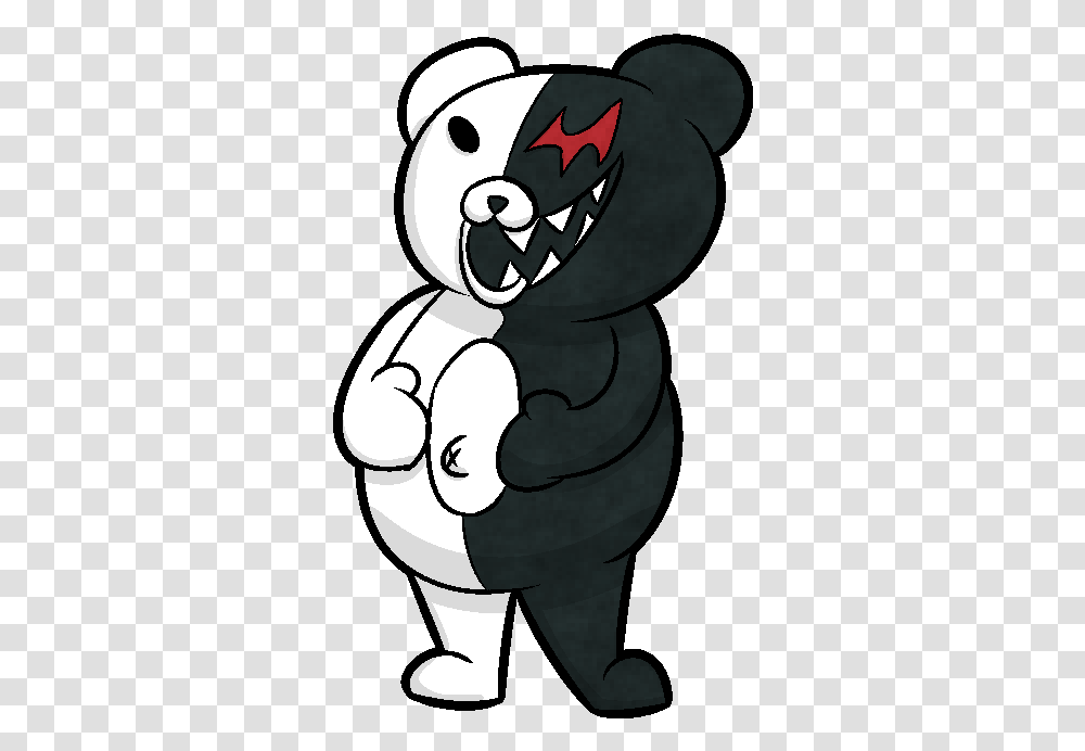 Monokuma By Krabbshack Cartoon, Text, Drawing, Doodle, Stencil Transparent Png