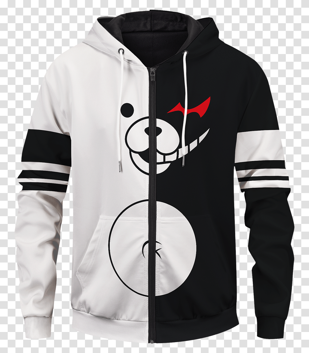 Monokuma Danganronpa Unisex Zipped Hoodie Hoodie, Clothing, Apparel, Sweatshirt, Sweater Transparent Png