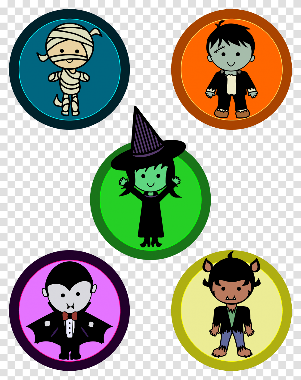 Monster Badges Big Image Cute Halloween Characters Clipart, Elf, Person, Human, Poster Transparent Png