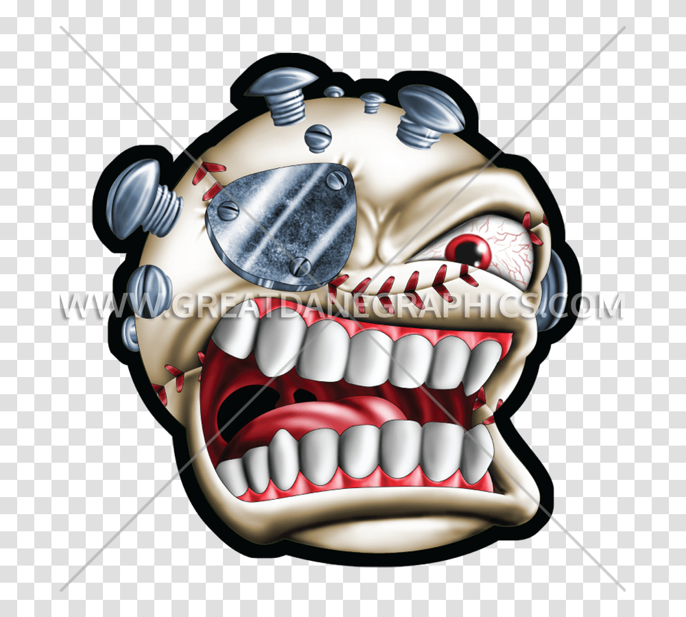 Monster Baseball Production Ready Artwork For T Shirt Printing, Jaw, Teeth, Mouth, Lip Transparent Png