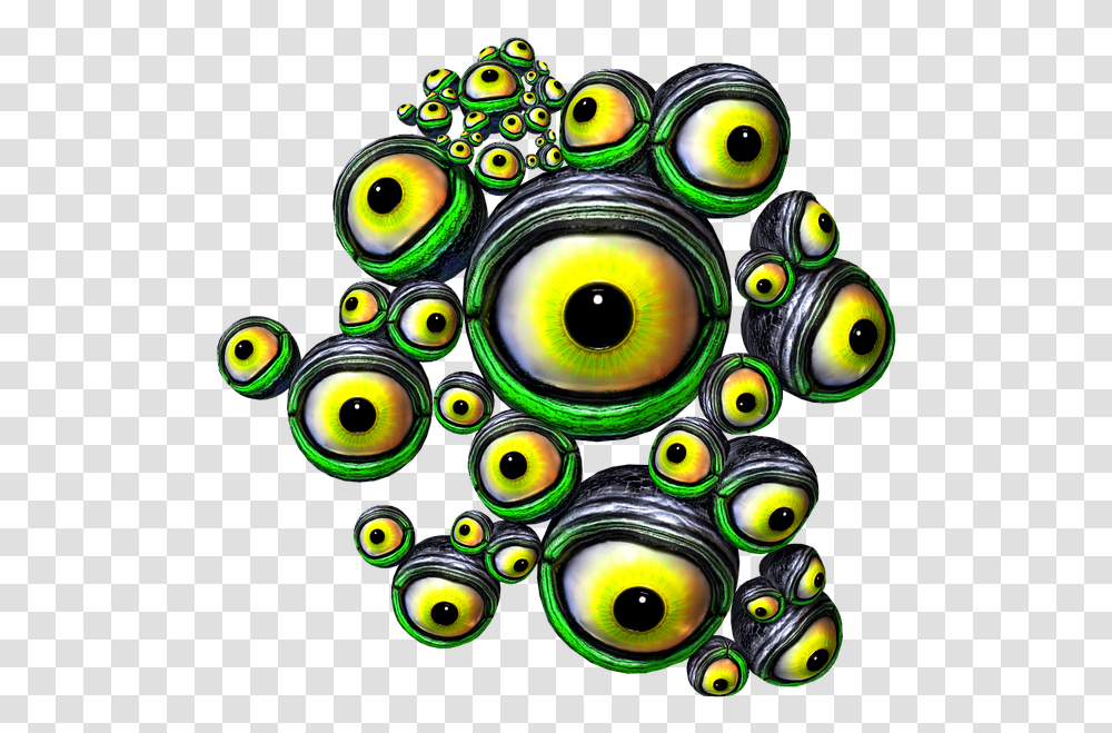 Monster Cartoon Eyeballs Download Cartoon Eyes Creature, Ornament, Pattern, Fractal, Photography Transparent Png