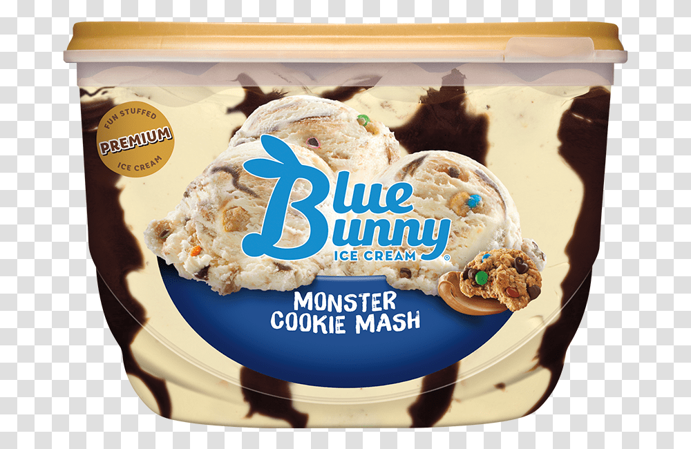 Monster Cookie Mash Blue Bunny Chocolate Donut Ice Cream, Dessert, Food, Sweets, Icing Transparent Png