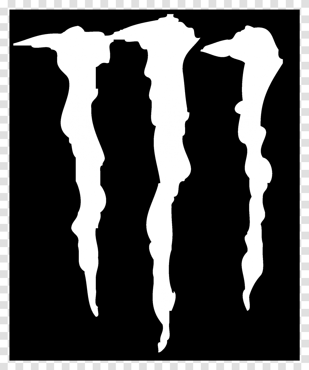 Monster Energy Beverage Co Logo Black And White White Monster Energy Logo, Silhouette, Stencil, Person, People Transparent Png
