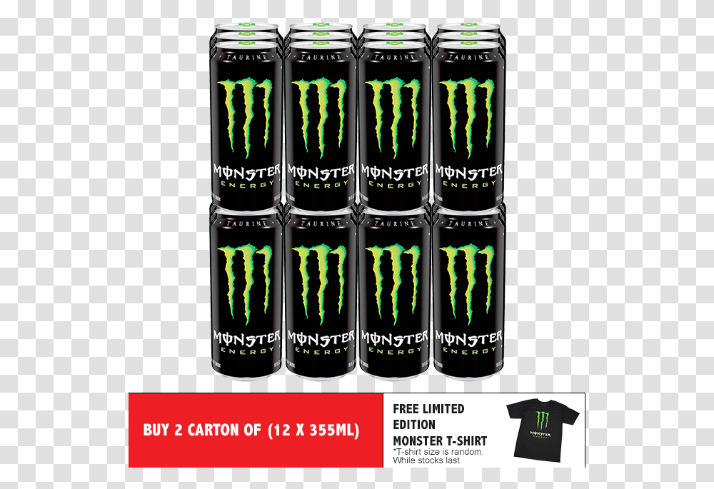 Monster Energy Drink 12 X 355ml X 2 Carton Monster Energy Drink, Bottle, Cosmetics, Perfume, Cylinder Transparent Png