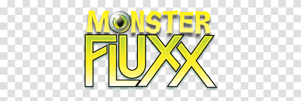 Monster Fluxx Stacked Logo Looney Labs Horizontal, Word, Alphabet, Text, Lighting Transparent Png
