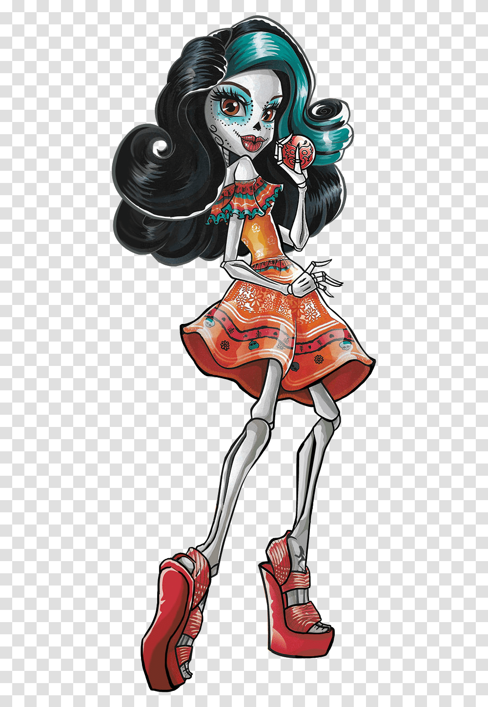 Monster High Scarnival Skelita Calaveras, Person, Costume Transparent Png