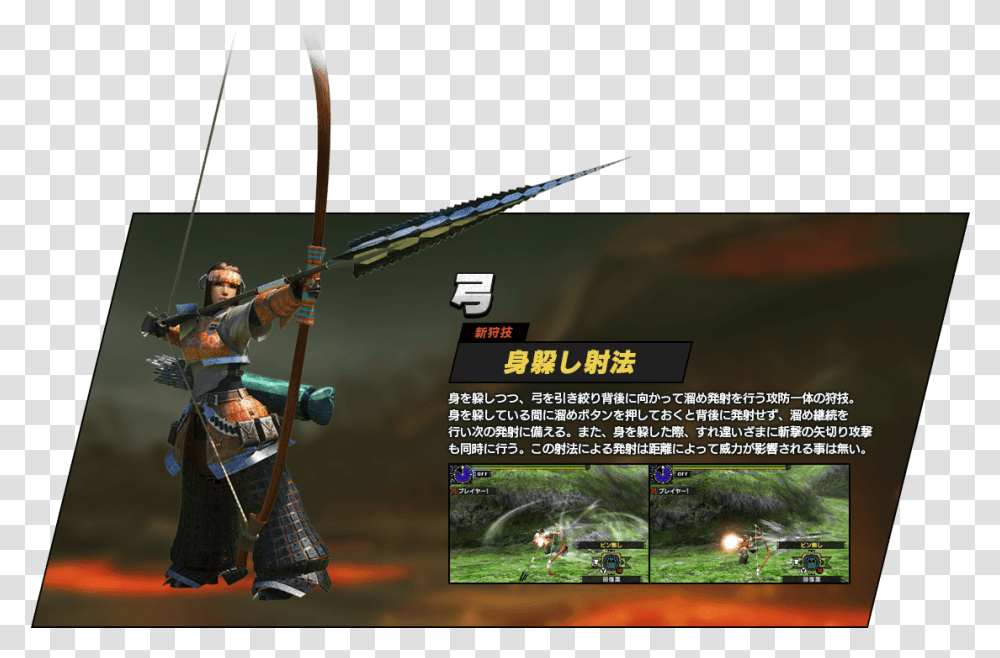 Monster Hunter Xx Hunting Styles Pc Game, Person, Bow, Sport, Archery Transparent Png