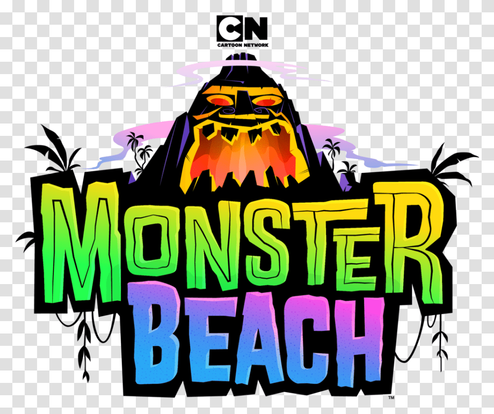 Monster Monster Beach Cartoon Network Logo, Lighting, Text, Graphics, Leisure Activities Transparent Png