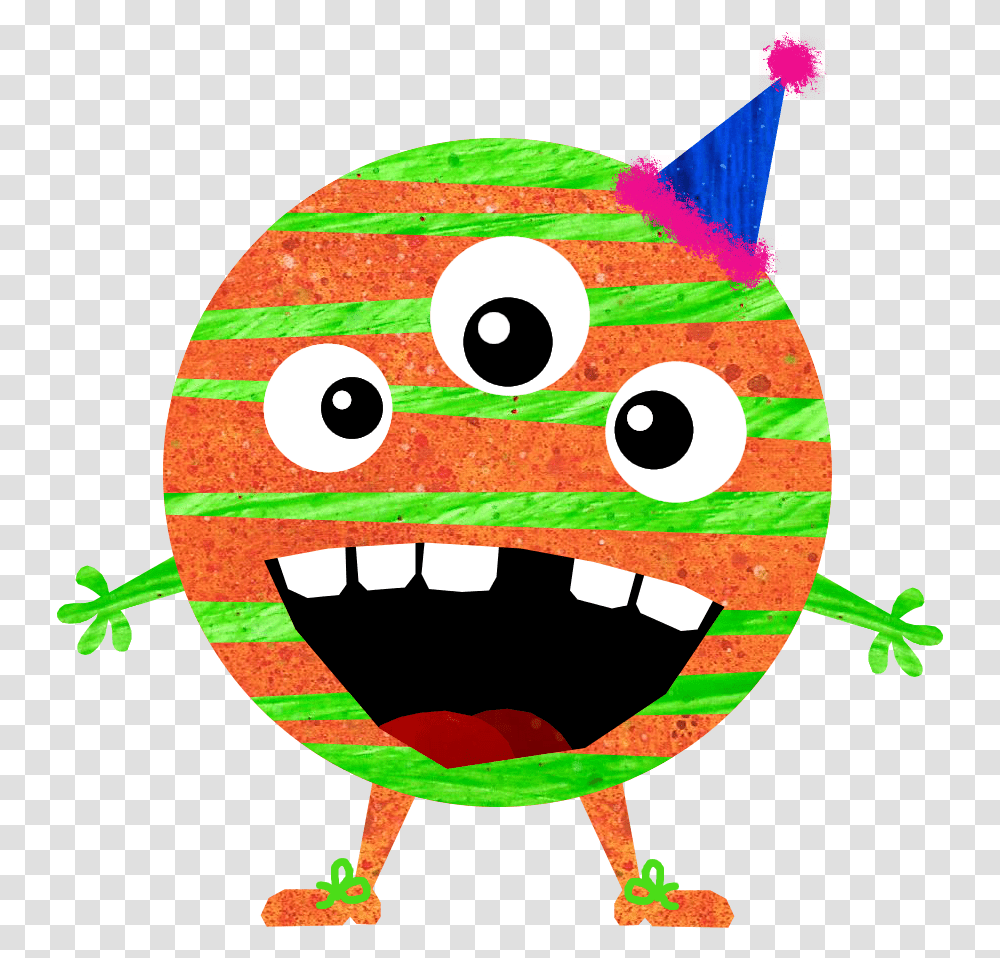 Monster Mouth Orange And Green Stripe Character, Animal, Toy, Amphibian Transparent Png