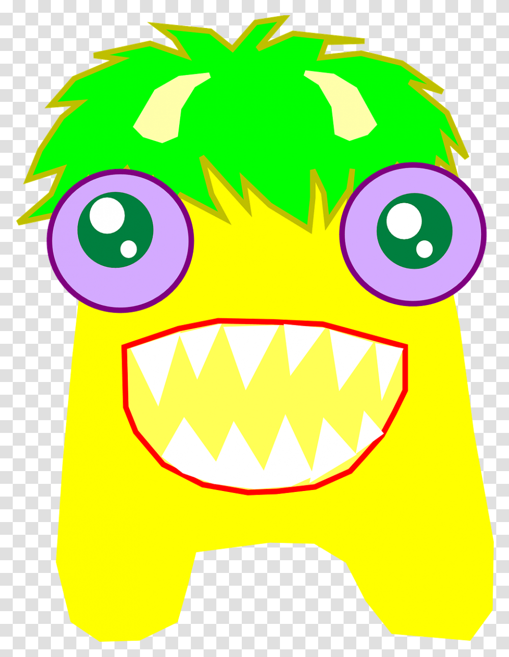 Monster Roar Alien Happy Grin Sharp Teeth Yellow Clip Art, Pac Man, Food Transparent Png