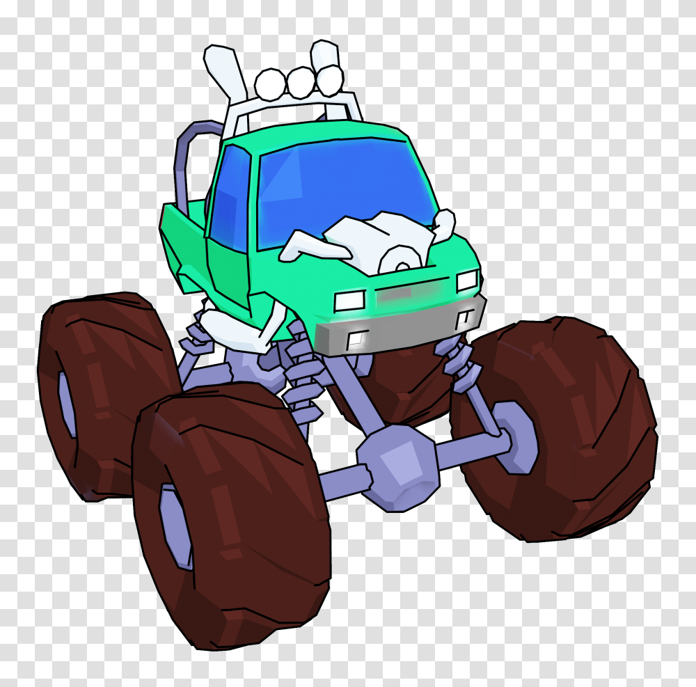 Monster Truck Cartoon Perspective Clipart Picture, Lawn Mower, Vehicle, Transportation, Kart Transparent Png