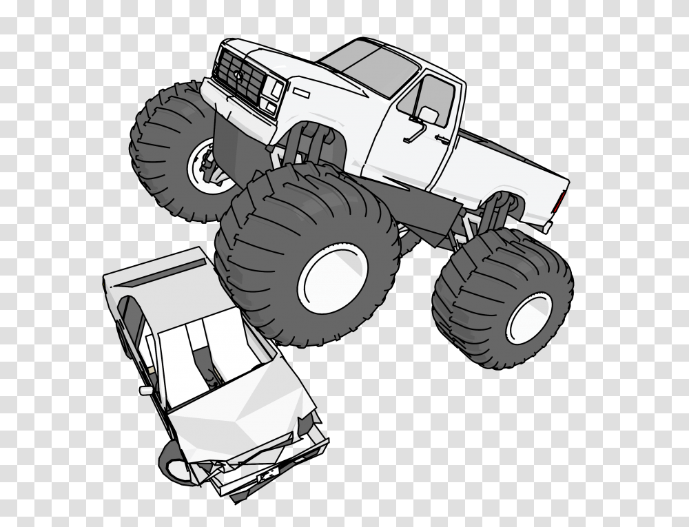 Monster Truck Crushing Car Clipart Monster Truck Crush Cars Clipart, Vehicle, Transportation, Automobile, Jeep Transparent Png