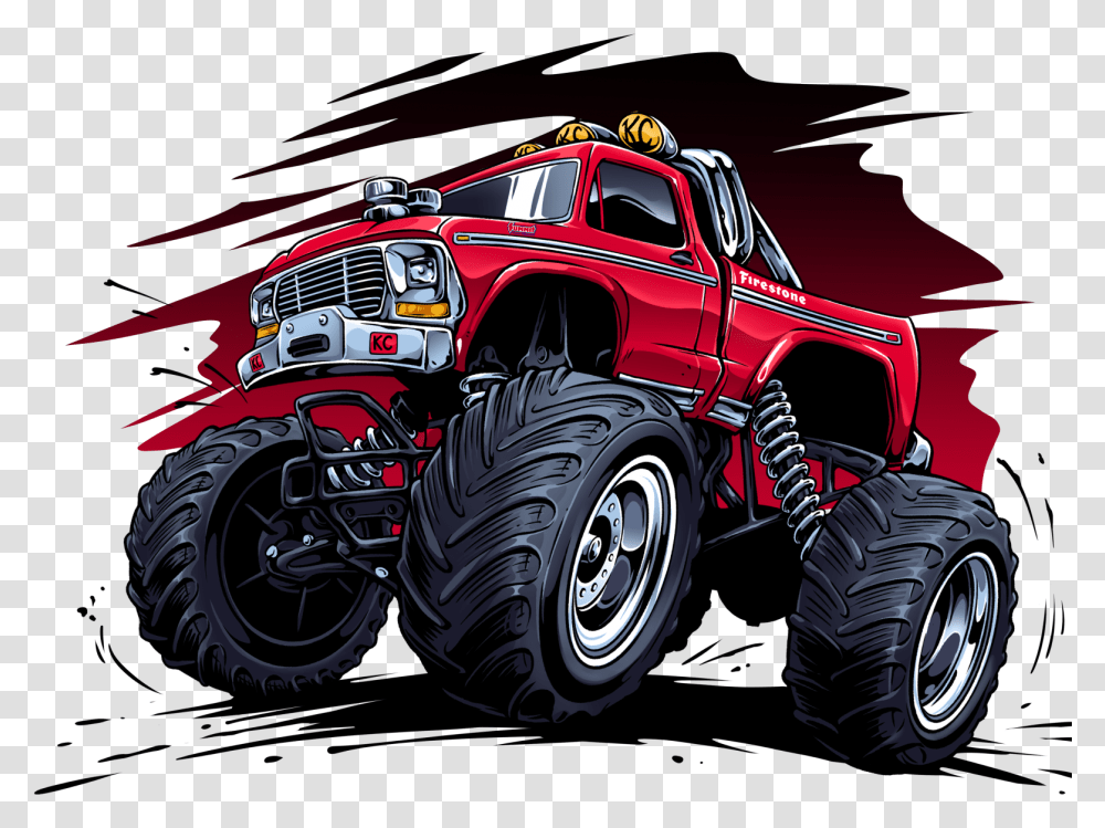 Monster Truck Red By Zakihamdani Monster Truck, Vehicle, Transportation, Tire, Car Transparent Png