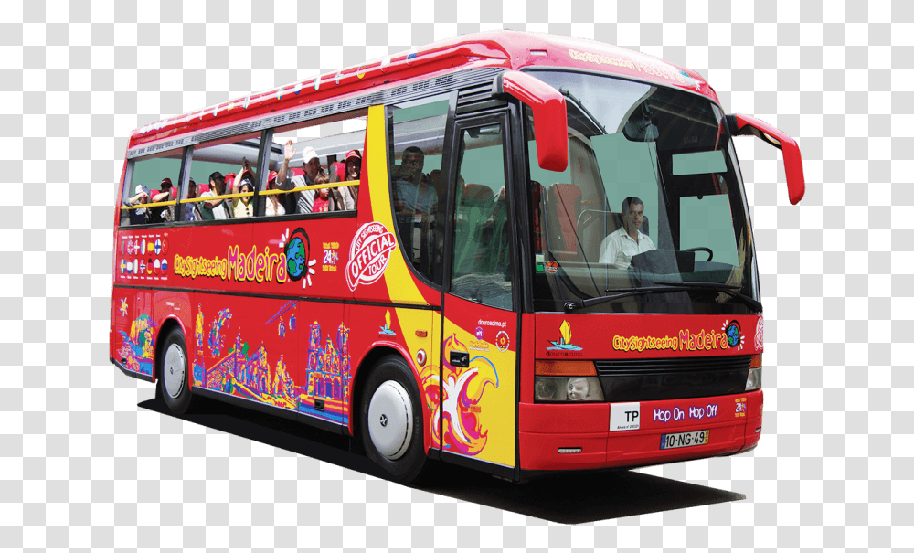 Monte Hop On Hop Off Funchal Red Bus Tour Sightseeing Bus Funchal, Vehicle, Transportation, Person, Human Transparent Png