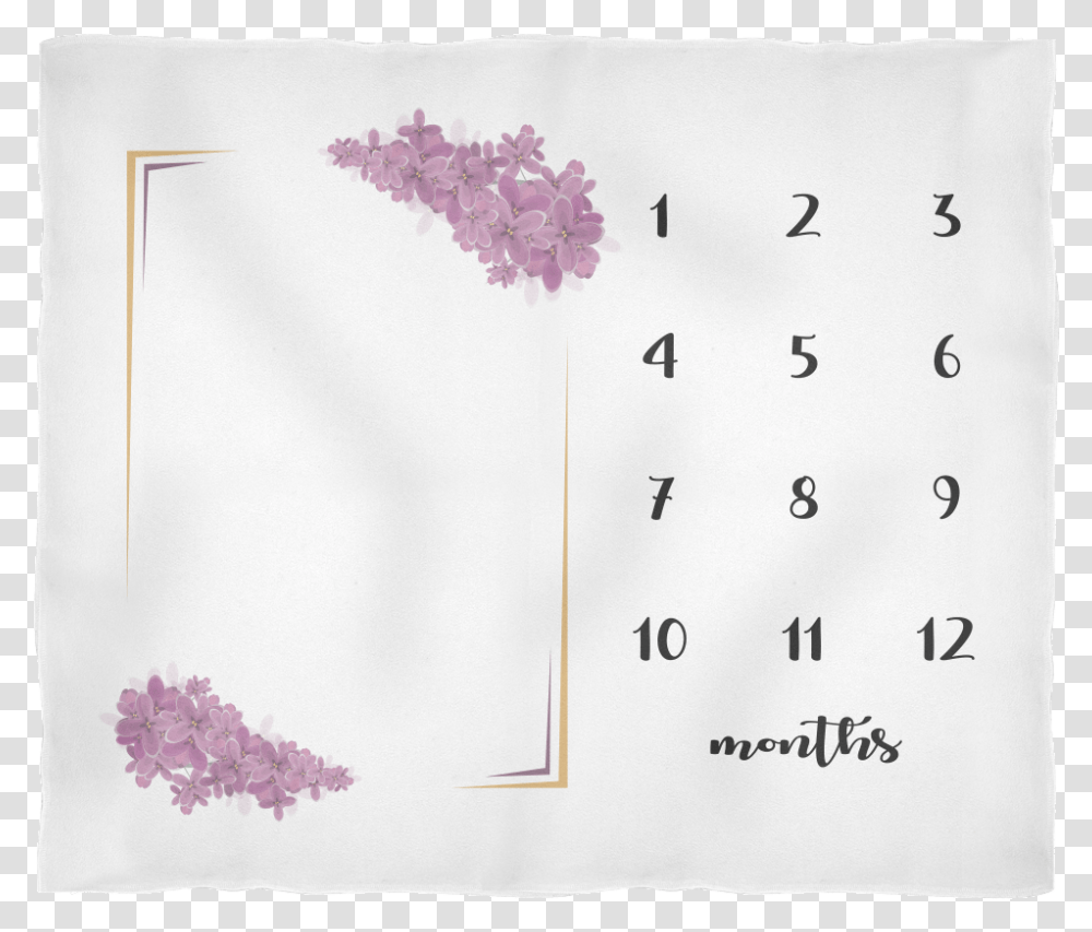 Monthly Milestone Baby Blanket With Purple Flowers Cute Baby Shower Gift Decorative, Text, Plant, Blossom, Calendar Transparent Png