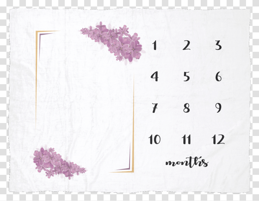 Monthly Milestone Baby Blanket With Purple Flowers Hydrangea, Pillow, Cushion, Rug Transparent Png
