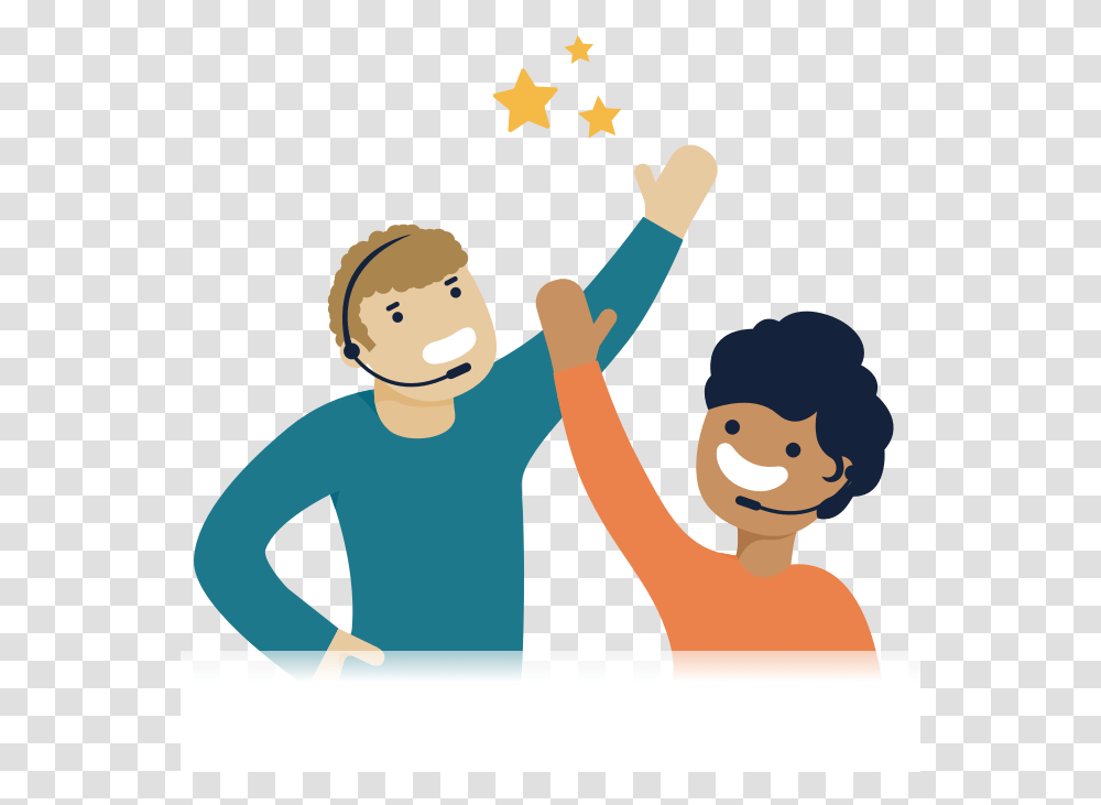 Monzo - Tone Of Voice Two People High Five Cartoon, Person, Face, Symbol, Star Symbol Transparent Png