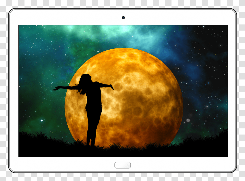 Moon And Human Man, Nature, Outdoors, Astronomy, Outer Space Transparent Png