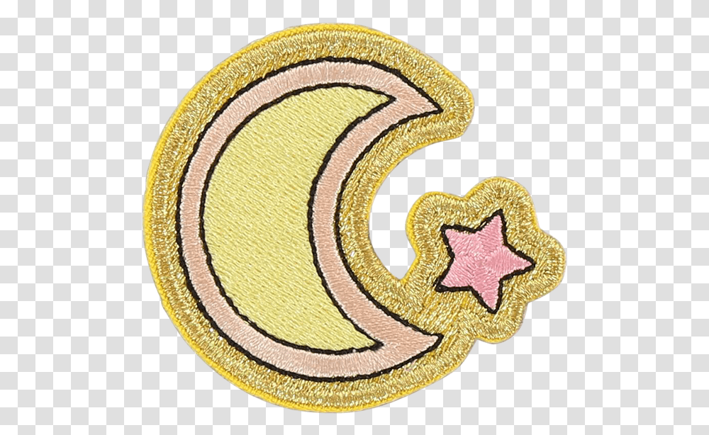 Moon And Star Sticker Patch Emblem, Rug, Symbol, Text, Star Symbol Transparent Png