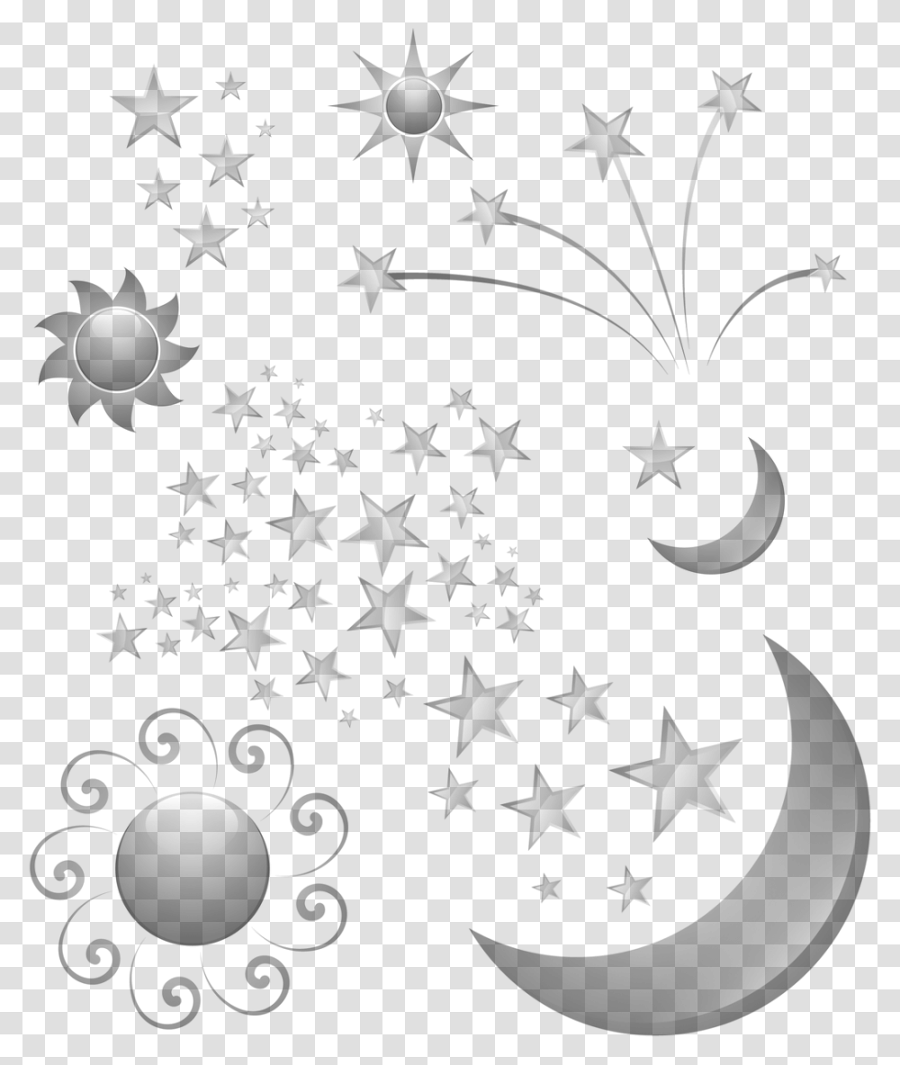 Moon And Stars Clipart Black And White Estrelas Lua Sol, Gray, World Of Warcraft Transparent Png