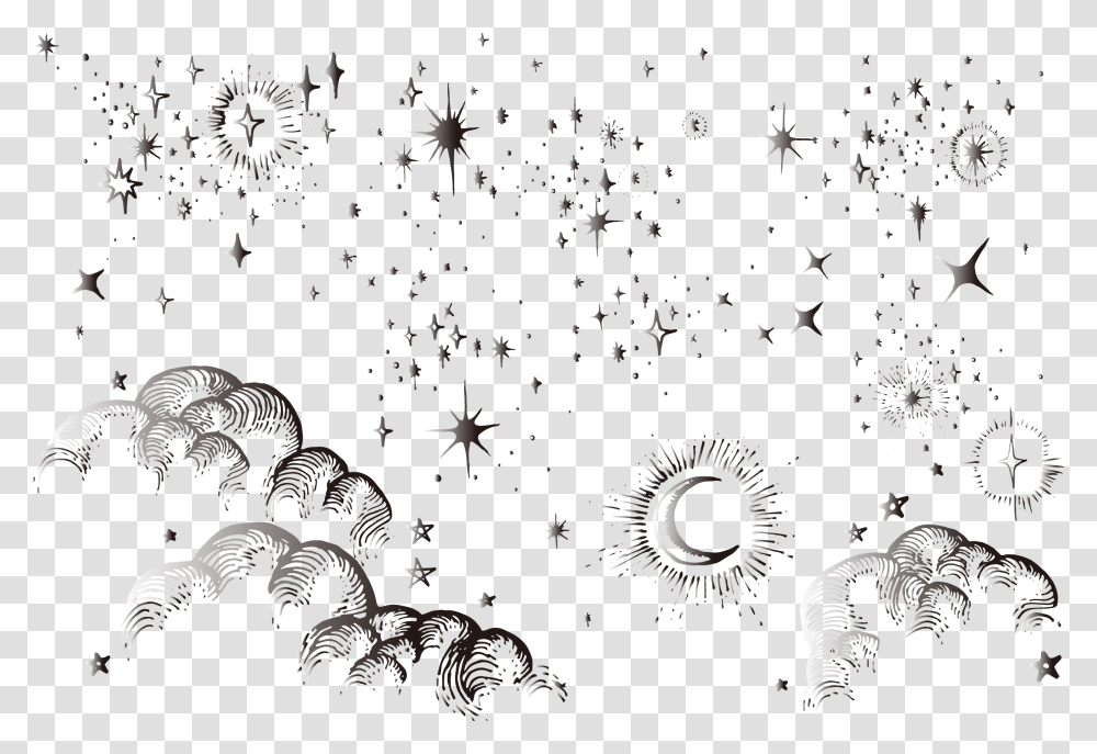 Moon And Stars Drawing, Nature, Outdoors, Night, Fireworks Transparent Png