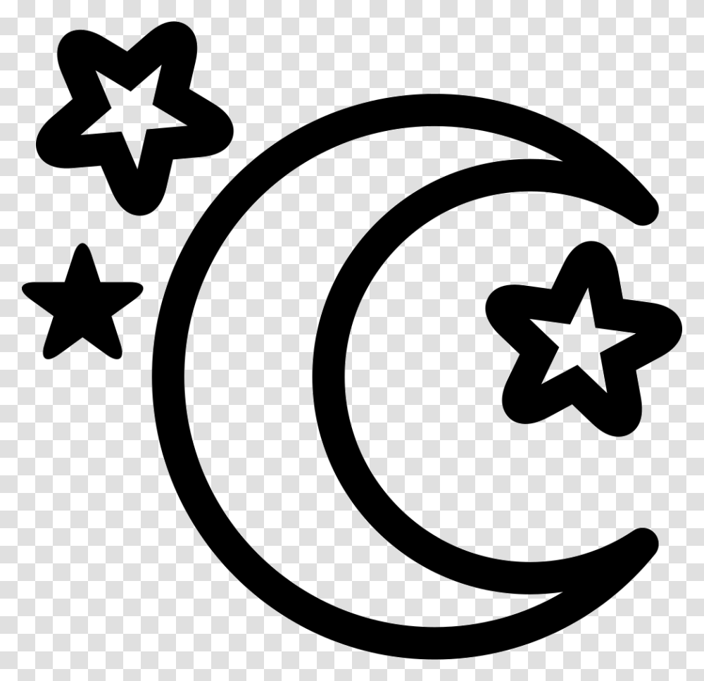Moon And Stars Moon Star Out Line, Star Symbol, Stencil, Recycling Symbol Transparent Png