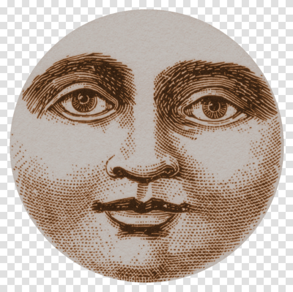 Moon Clipart Victorian Moon Face, Drawing, Head, Doodle, Portrait Transparent Png