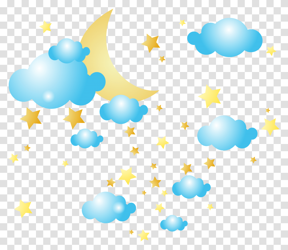Moon Clouds And Stars Clip Art Image Stars Moon And Clouds, Outdoors, Star Symbol, Chandelier, Lamp Transparent Png