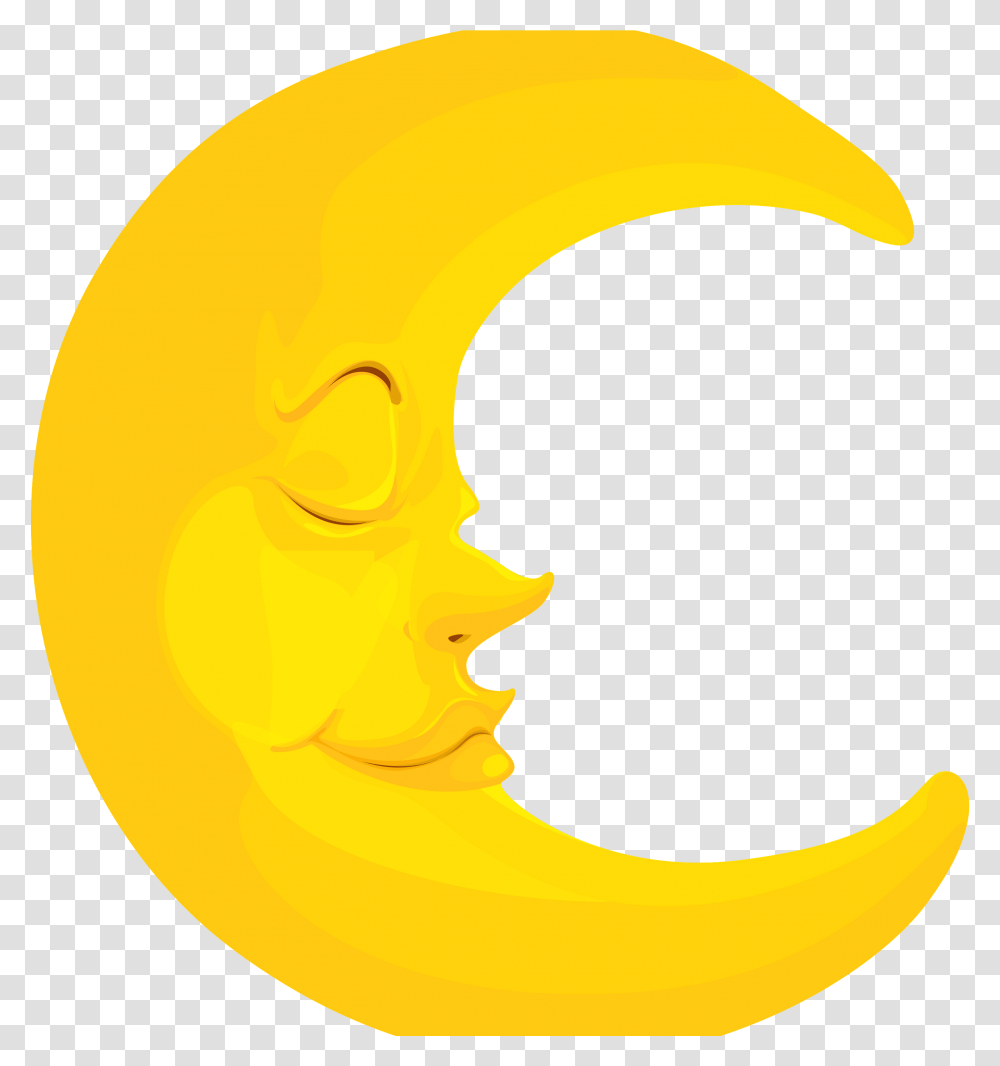 Moon Crescent Clipart Half, Banana, Fruit, Plant, Food Transparent Png