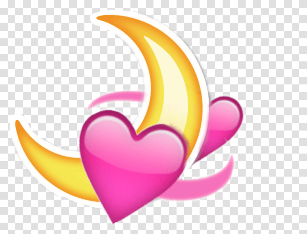 Moon Emoji Moon And Hearts Clipart Heart And Moon Emoji, Banana, Fruit, Plant, Food Transparent Png