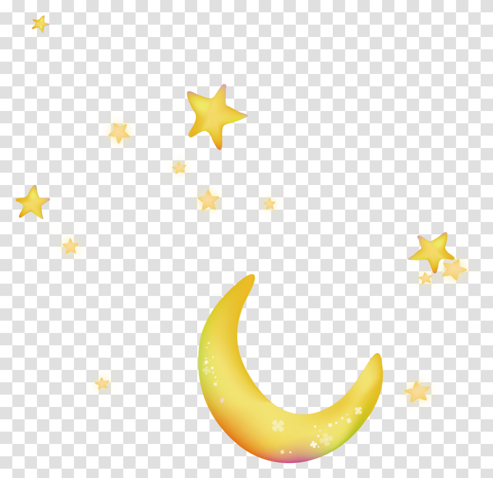 Moon Night Sky Star Stars And Moon, Banana, Fruit, Plant, Food Transparent Png