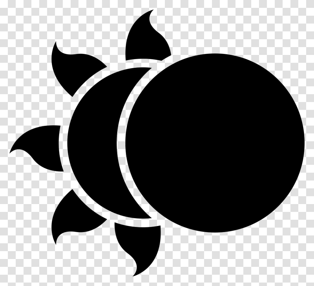 Moon Partially Covering The Sun Icon Free Download, Stencil, Silhouette Transparent Png