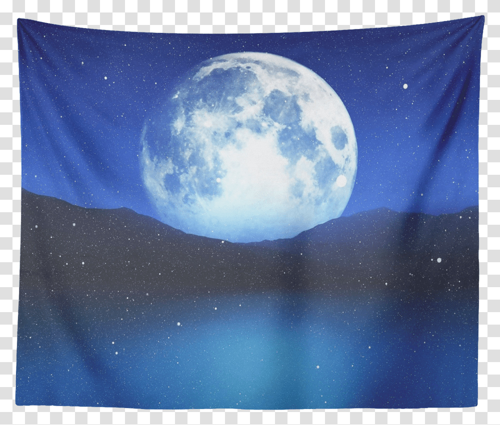 Moon Space Tapestry Stars Art Night Sky Planet Blue Lake Constellation Universe Full Photo Wall Hanging Decor Transparent Png