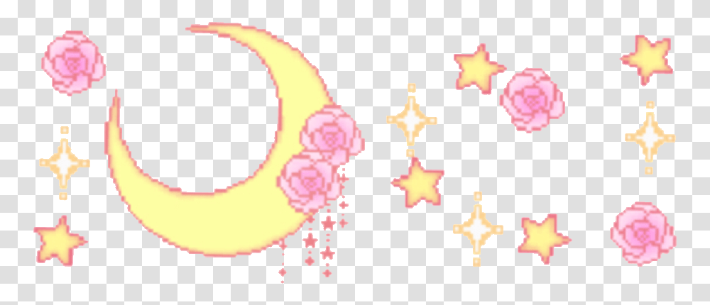Moon Stars Flowers Sparkles Pastel Pasteltheme Sailor Moon Gif, Star Symbol, Leisure Activities Transparent Png