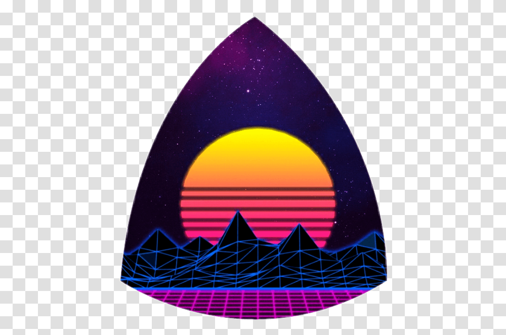 Moon Sun Sky Night Stars Planets Galaxy Space Art Digit Retrowave, Triangle Transparent Png