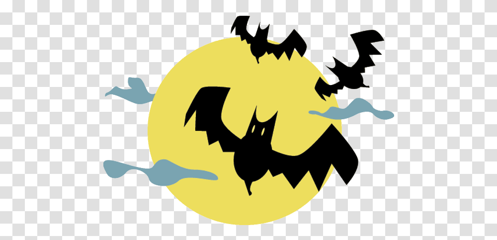 Moon With Bats Halloween Clipart Halloween Moon, Animal, Cat, Pet Transparent Png