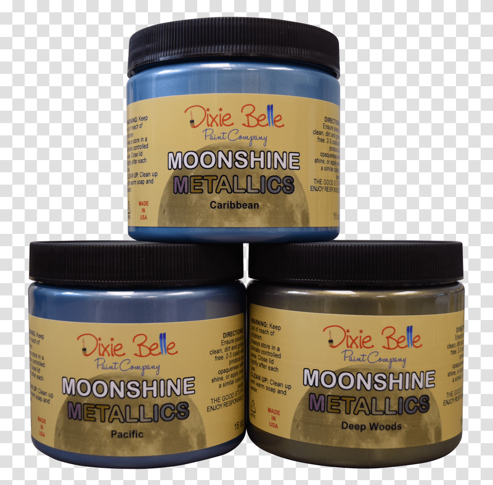 Moonshine Metallics 3 New Colors Moonshine Metallics Dixie Belle Paint, Label, Food, Outdoors Transparent Png