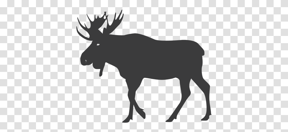 Moose Antler Elk Silhouette Animal Elk Black And White, Mammal, Wildlife Transparent Png