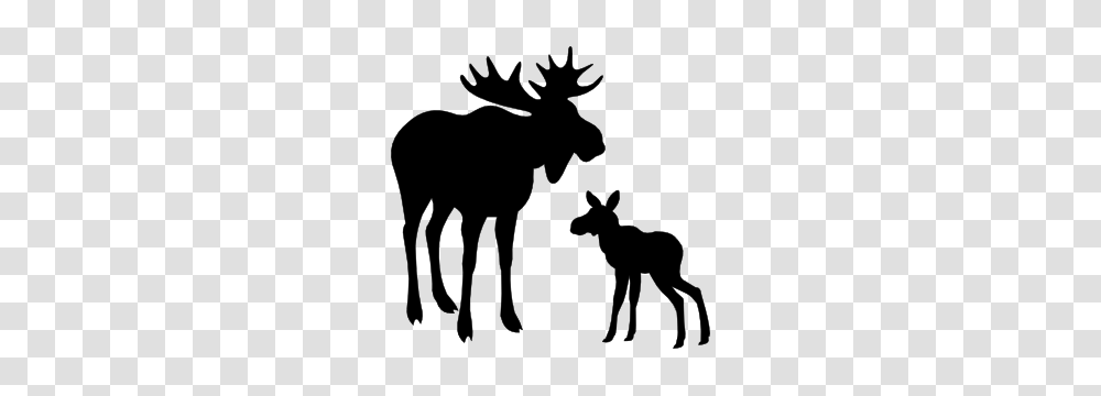 Moose With Big Antlers Sticker, Mammal, Animal, Silhouette, Wildlife Transparent Png